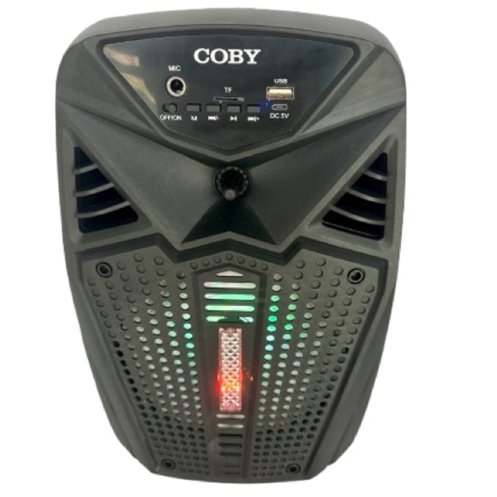 COBY CPA-510-BLK Bluetooth True Wireless Party Speaker LED Lights Karaoke Music